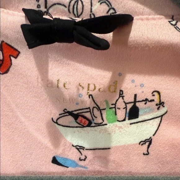 Kate Spade Pink Pajama Set with Black Trim - Picture 2 of 6